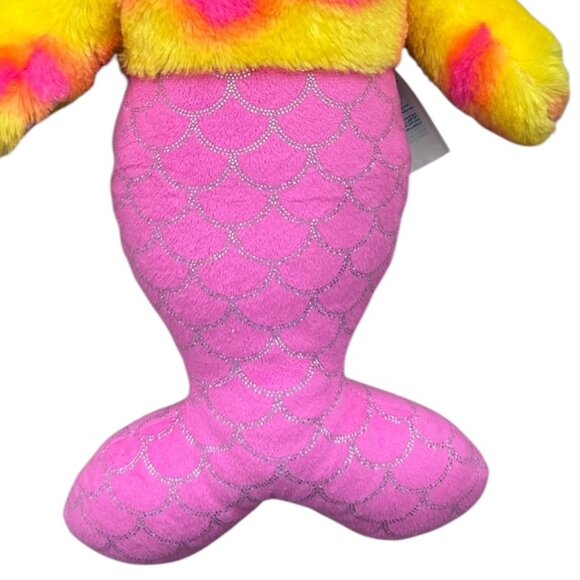 Build A Bear Mer-Cat Mermaid Cat Kitty Plush Stuffed Animal Pink & Yellow BABW - Picture 2 of 8